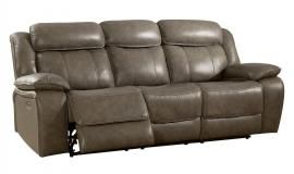 Gray Top Grain Leather Reclining Sofa